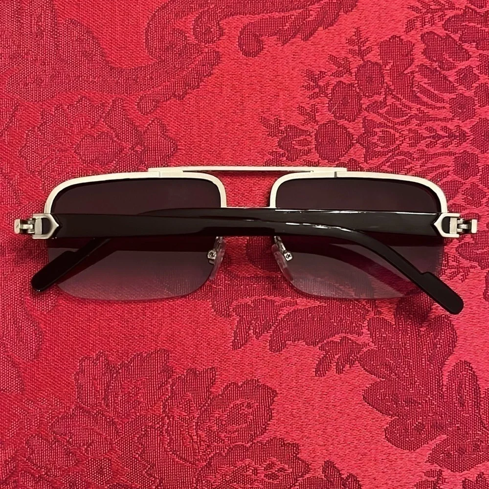 NWOT John Varvatos Square Metal Frame Rimless Sunglasses Smoky Gradient Lens